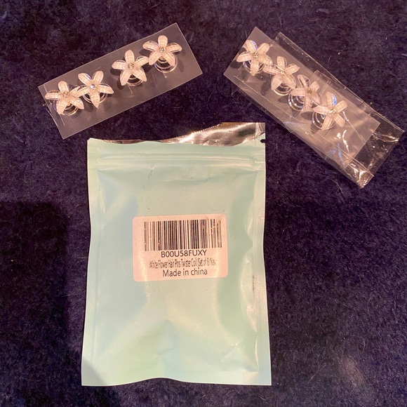NEW White Flower twister coil hair pins. 2pack (16pcs). - Picture 2 of 4